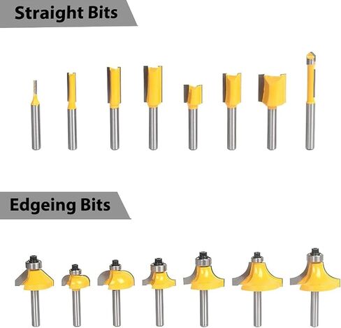 Router Bits Set of 15 Pieces 1/4 Inch Woodwork Tools for Beginners,Carbide Router Bits for Wood, Woodworking, DIY (15pcs 1/4 Shank) in Saudi Arabia