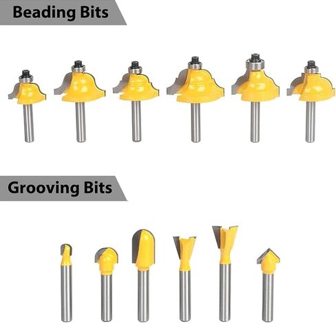 Router Bits Set of 15 Pieces 1/4 Inch Woodwork Tools for Beginners,Carbide Router Bits for Wood, Woodworking, DIY (15pcs 1/4 Shank) in Saudi Arabia