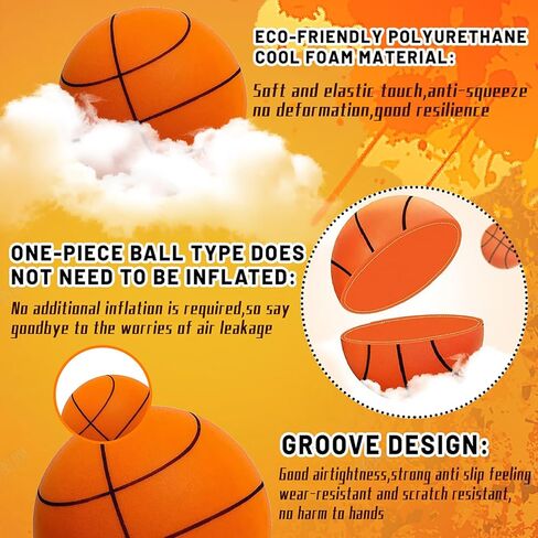 كرة السلة الصامتة من تاجيش، كرة السلة الصامتة للمراوغة في الأماكن المغلقة، كرة سلة إسفنجية هادئة للتدريب الداخلي للأطفال - رقم 7/برتقالي in Kuwait