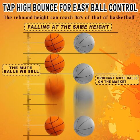 كرة السلة الصامتة من تاجيش، كرة السلة الصامتة للمراوغة في الأماكن المغلقة، كرة سلة إسفنجية هادئة للتدريب الداخلي للأطفال - رقم 7/برتقالي in Kuwait