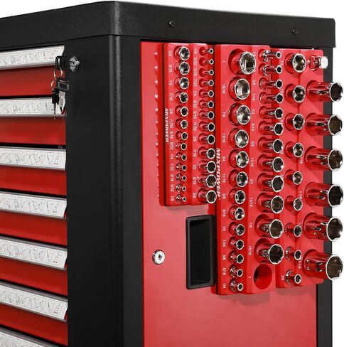 MIXPOWER 6 قطع من منظمات المقبس المغناطيسي SAE والمتري، إجمالي 143 فتحة، محرك 1/4 بوصة، 3/8 بوصة و1/2 بوصة، مجموعة حامل المقبس المغناطيسي - أحمر/أزرق in Kuwait