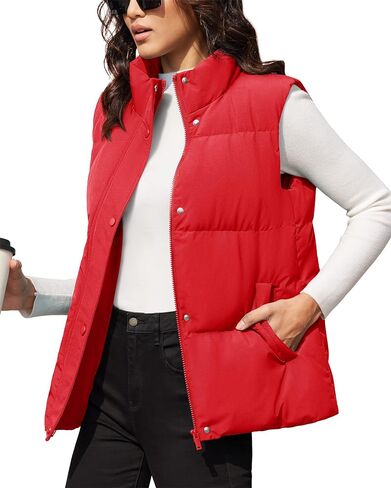 MAGCOMSEN Women's Puffer Vest Sleeveless Down Coat Zip Up Outerwear Lightweight Winter Padded Gilet Jacket with Pockets in Saudi Arabia