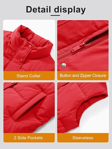 MAGCOMSEN Women's Puffer Vest Sleeveless Down Coat Zip Up Outerwear Lightweight Winter Padded Gilet Jacket with Pockets in Saudi Arabia
