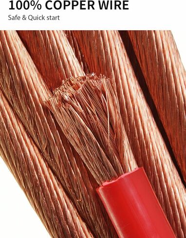 كابلات توصيل نحاسية 100% من YANTU، كابلات معززة شديدة التحمل بطول 13 قدمًا و6 قياسات، مشابك تمساح معزولة، موصلية ممتازة، مناسبة للسيارات/سيارات الدفع الرباعي/الشاحنات/الشاحنات/مركبات الديزل in Kuwait