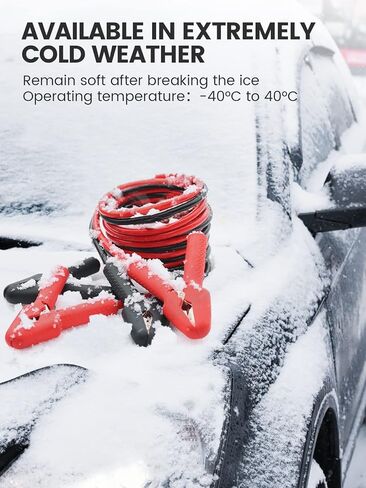 كابلات توصيل نحاسية 100% من YANTU، كابلات معززة شديدة التحمل بطول 13 قدمًا و6 قياسات، مشابك تمساح معزولة، موصلية ممتازة، مناسبة للسيارات/سيارات الدفع الرباعي/الشاحنات/الشاحنات/مركبات الديزل in Kuwait