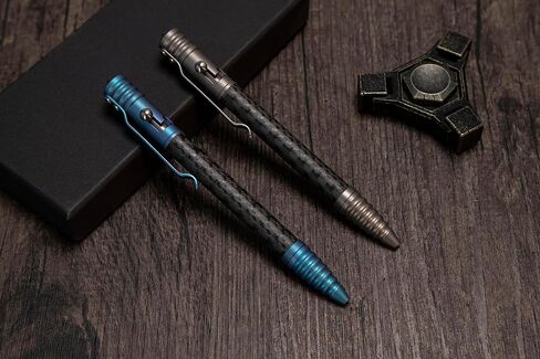 TACRAY Titanium Bolt Action Pen, Tactical Pen with Glass Breaker Tool for Emergeny Survival, Carbon Fiber Pocket Pen with Schmidt BP Refill Made in Germany for EDC (blue) in Saudi Arabia