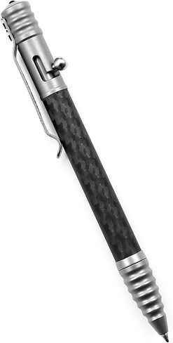 TACRAY Titanium Bolt Action Pen, Tactical Pen with Glass Breaker Tool for Emergeny Survival, Carbon Fiber Pocket Pen with Schmidt BP Refill Made in Germany for EDC (blue) in Saudi Arabia
