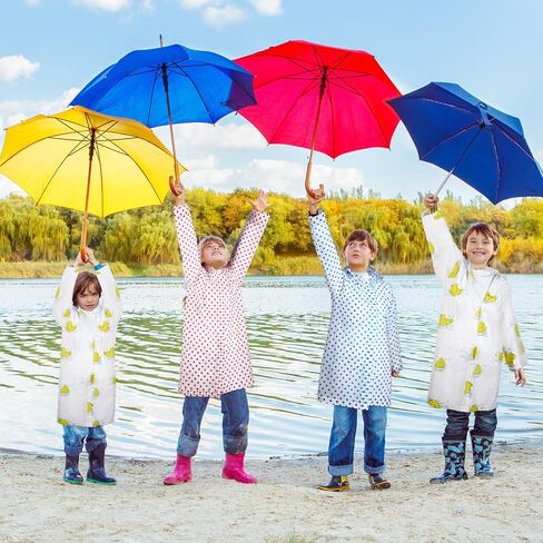 Vinsatin 6 حزمة العباءات المطر للأطفال قابلة لإعادة الاستخدام EVA معطف واق من المطر مقاوم للماء سترة المطر مع غطاء محرك السيارة الملونة المعطف المطر للأطفال الصغار الفتيان الفتيات المشي لمسافات طويلة التخييم السفر الملحقات في الهواء الطلق in Kuwait