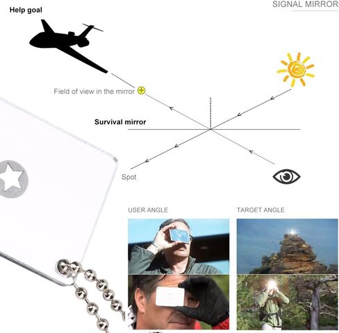 Dioche Survival Reflective Mirror, Outdoor Multifunctional Signal Emergency Mirror with Targeting Star and Lanyard in Saudi Arabia