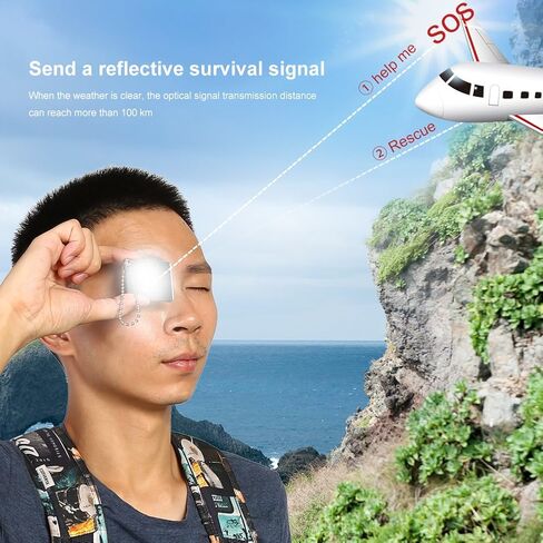 Dioche Survival Reflective Mirror, Outdoor Multifunctional Signal Emergency Mirror with Targeting Star and Lanyard in Saudi Arabia