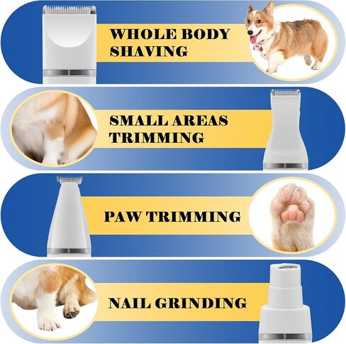 Grimgrow Dog Hair Grooming Clippers Electric Low Noise Pet Shaver Hair Clipper Set Dog Paw Trimmer Professional Pet Grooming Kit for Dogs Cats in Saudi Arabia
