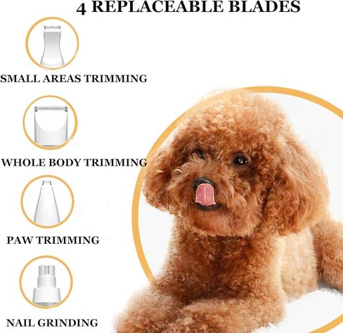 Grimgrow Dog Hair Grooming Clippers Electric Low Noise Pet Shaver Hair Clipper Set Dog Paw Trimmer Professional Pet Grooming Kit for Dogs Cats in Kuwait