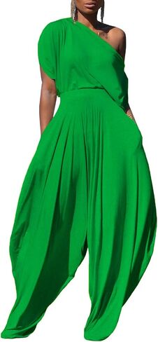 Thivhav 2 Piece Outfits for Women Matching Lounge Tracksuits Sets Off Shoulder Tops and Harem Pants Set in Saudi Arabia