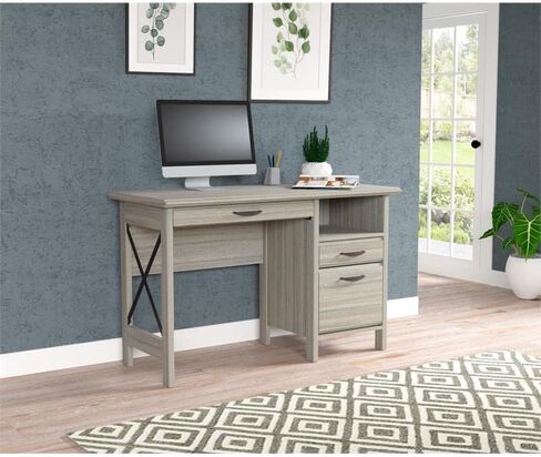 Inval 2-Drawer Computer Desk with Keyboard Tray, Smoke Oak in Kuwait