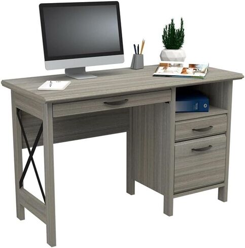 Inval 2-Drawer Computer Desk with Keyboard Tray, Smoke Oak in Kuwait