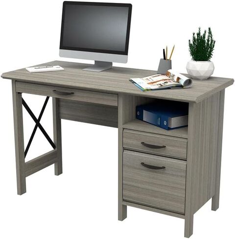 Inval 2-Drawer Computer Desk with Keyboard Tray, Smoke Oak in Kuwait
