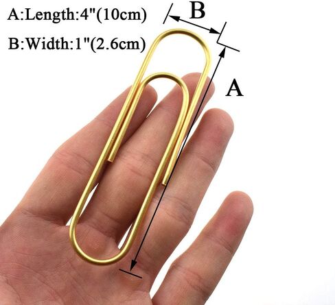 HAHIYO Paperclips 4 inch (100mm) Extra Large Paper Clips Sturdy Bright Gold Vinyl Coated Prevent Scratching Tearing The Pages for Bookmark Organize Home Office School 14 Pack in Saudi Arabia