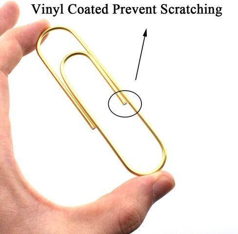 HAHIYO Paperclips 4 inch (100mm) Extra Large Paper Clips Sturdy Bright Gold Vinyl Coated Prevent Scratching Tearing The Pages for Bookmark Organize Home Office School 14 Pack in Saudi Arabia
