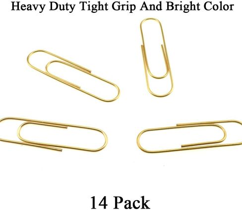 HAHIYO Paperclips 4 inch (100mm) Extra Large Paper Clips Sturdy Bright Gold Vinyl Coated Prevent Scratching Tearing The Pages for Bookmark Organize Home Office School 14 Pack in Saudi Arabia