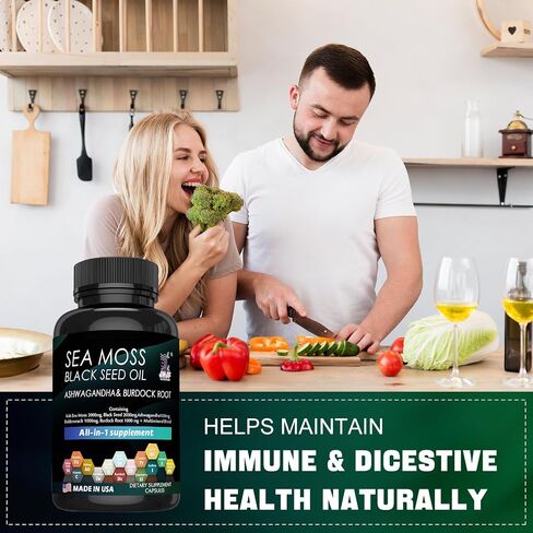 120 Seaweed Capsules Supplement, Organic Seaweed, Seaweed Capsules, Enriched with Minerals and Burdock Root, Pure Natural Seaweed, Boosts Immune System, Gut, and Energy… in Saudi Arabia