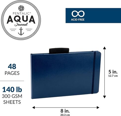 Pentalic 3.5" x 5.375" Aqua Journal, Watercolor, 48 Pages, Blue in Kuwait