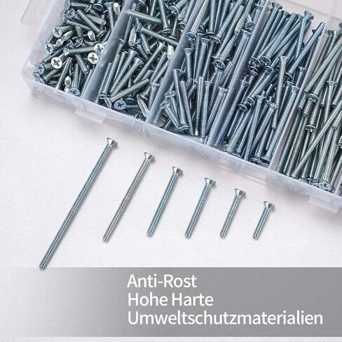 370 Pcs Electrician's Machine Screw Kit, Flat Head Cross Head Long Electrical Outlet Screws, Electrical Outlet Extender Device Mounting Screws, 6X(*3/4、6#*1、6#*1-1/4、6#*1-1/2、6#*2、6#*3)-(Flat) in Saudi Arabia