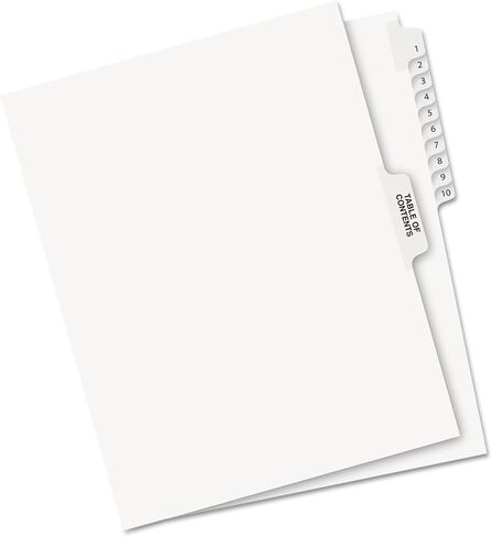 Avery 11381 Avery-Style Legal Side Tab Dividers, 11-Tab, 1-10, Letter, White, 26/Set, Carton of 12 sets in Saudi Arabia
