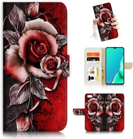 لأجهزة iPod 7، iPod 6، iPod Touch الجيل السابع والسادس، غطاء محفظة قلاب مصمم، A23012 Gothic Red Rose 23012 in Saudi Arabia