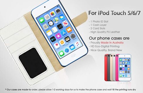 لأجهزة iPod 7، iPod 6، iPod Touch الجيل السابع والسادس، غطاء محفظة قلاب مصمم، A23012 Gothic Red Rose 23012 in Saudi Arabia