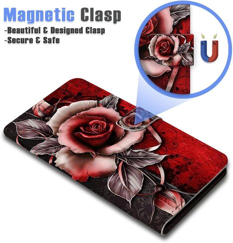 لأجهزة iPod 7، iPod 6، iPod Touch الجيل السابع والسادس، غطاء محفظة قلاب مصمم، A23012 Gothic Red Rose 23012 in Saudi Arabia
