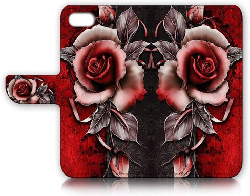 لأجهزة iPod 7، iPod 6، iPod Touch الجيل السابع والسادس، غطاء محفظة قلاب مصمم، A23012 Gothic Red Rose 23012 in Saudi Arabia