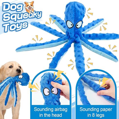 Alphatool Squeaky Dog Toy, Octopus Toys for Aggressive Chewers, Tough No Stuffing Plush Large Dogs, Crinkle Interactive Puppy Small Medium Dogs in Kuwait