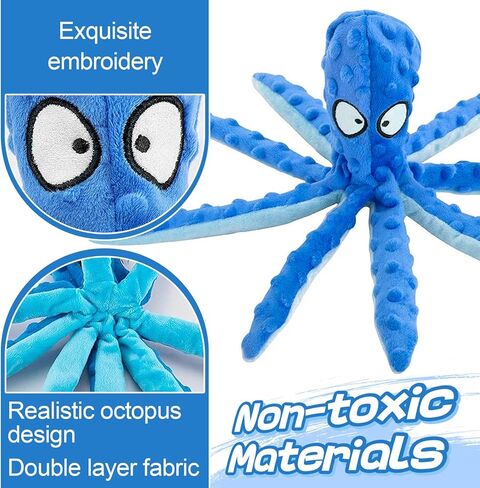 Alphatool Squeaky Dog Toy, Octopus Toys for Aggressive Chewers, Tough No Stuffing Plush Large Dogs, Crinkle Interactive Puppy Small Medium Dogs in Kuwait