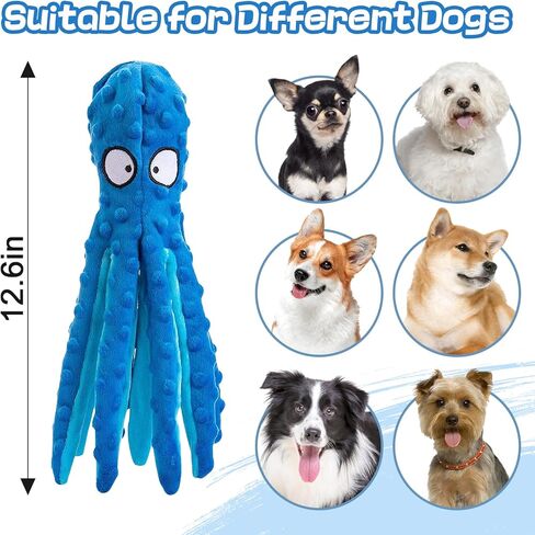 Alphatool Squeaky Dog Toy, Octopus Toys for Aggressive Chewers, Tough No Stuffing Plush Large Dogs, Crinkle Interactive Puppy Small Medium Dogs in Kuwait