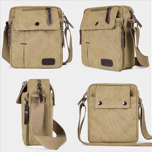 Canvas Small Messenger Bag Casual Shoulder Bag Chest Bag Travel Carry Bag, Multi-pocket Purse Handbag Crossbody Bags in Saudi Arabia