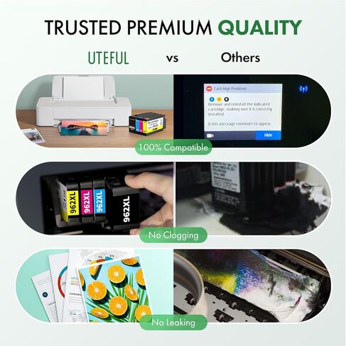 مجموعة خراطيش حبر 962XL بديلة عالية الإنتاجية لخراطيش حبر HP 962 (أسود، سماوي، أرجواني، أصفر، 4 عبوات) تعمل مع طابعة HP OfficeJet Pro 9010 9012 9015 9016 9018 9020 9025 01 in Kuwait