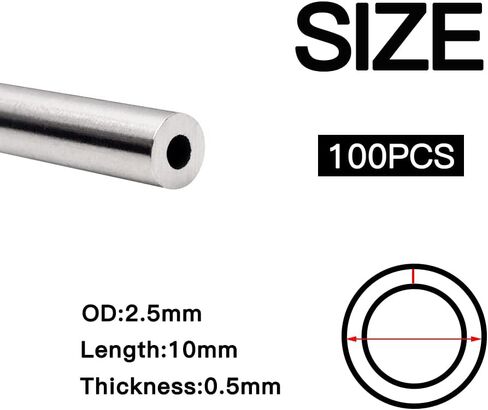Tynulox 100 Pcs 304 Stainless Steel Tubing, 2mm OD Stainless Capillary Tube, Industrial Metal Tube (10mm Length Per Pipe) in Saudi Arabia