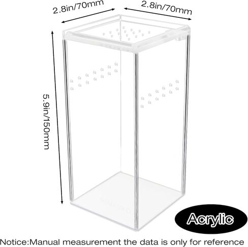 ZUDKSUY Acrylic Box Terrarium 2.95" x 2.95" x 5.9" Reptile Tank Miniature Clear Habitat Reptile Enclosure for Invertebrates in Saudi Arabia