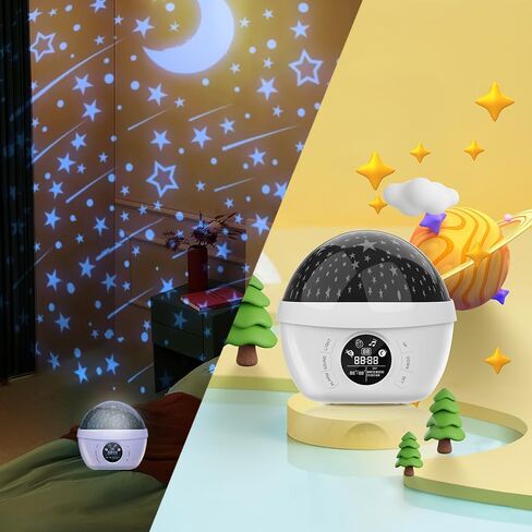 Tarklanda Kids Alarm Clock with Moon Stars Unicorn Projector Night Light, Black, 12-Inch in Kuwait