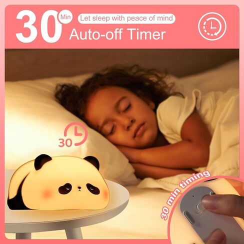 PLUWEL Panda Night Light for Kids,Cute LED Lamps for Teen Girls Bedroom,Clap Control Brightness,Timer Auto Shutoff, Silicone Animal Lights - Gifts for Children Toddler in Kuwait