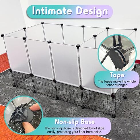 Hamiledyi Pet Playpen، 59 بوصة × 23.6 بوصة × 23.6 بوصة أقفاص خنازير غينيا المحمولة ذاتية الصنع، قفص لعب للحيوانات الصغيرة مع شبكة حديدية لممارسة سياج الحيوانات الأليفة في الأماكن المغلقة للأرنب الأرنب والقنفذ والجرو والقطط -28 لوحة in Saudi Arabia