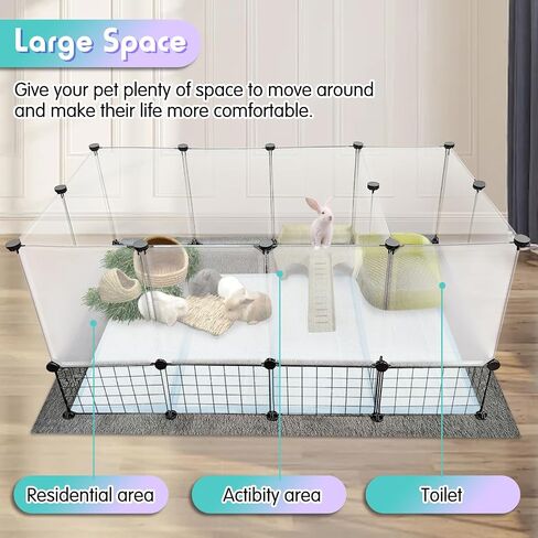 Hamiledyi Pet Playpen، 59 بوصة × 23.6 بوصة × 23.6 بوصة أقفاص خنازير غينيا المحمولة ذاتية الصنع، قفص لعب للحيوانات الصغيرة مع شبكة حديدية لممارسة سياج الحيوانات الأليفة في الأماكن المغلقة للأرنب الأرنب والقنفذ والجرو والقطط -28 لوحة in Saudi Arabia