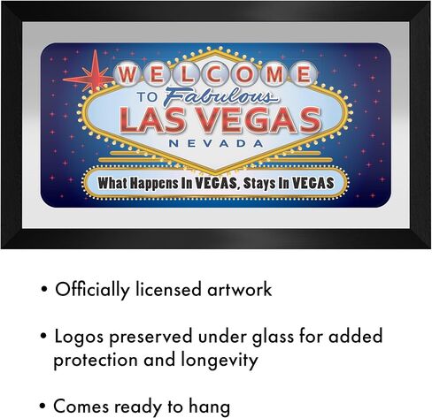 Trademark Gameroom Wall Mirror - Ready-to-Hang Las Vegas Black Framed Rectangle Mirror - for Pub, Game Room, Garage or Home Bar in Saudi Arabia