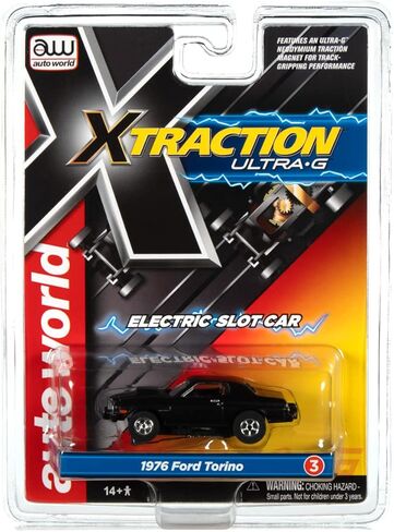 Auto World Xtraction R34 1976 Ford Torino Black HO Scale Slot Car in Kuwait