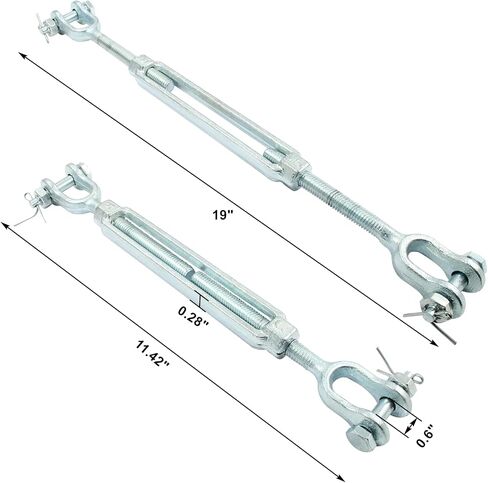 PHITUODA 2PCS Galvanized Turnbuckle Heavy Duty, 1/2" x 6" Jaw and Jaw Turnbuckle 2200 lbs Working Load Limit in Saudi Arabia