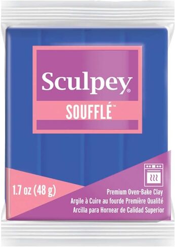 Sculpey Soufflé™ Polymer Oven-Bake Clay, Cornflower Blue, Non Toxic, 1.7 oz. bar, Great for jewelry making, holiday, DIY, mixed media and more! Premium light-weight oven bake clay. in Saudi Arabia