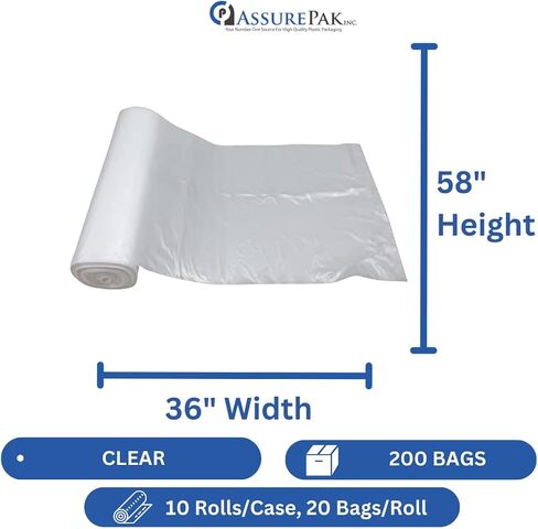 Clear (Natural Color) HDPE Coreless Trash Liners - 36"x58" - 200 Bags - 13 microns - Clear in Saudi Arabia