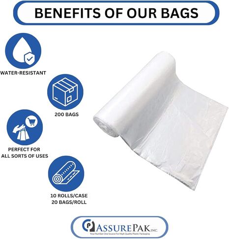 Clear (Natural Color) HDPE Coreless Trash Liners - 36"x58" - 200 Bags - 13 microns - Clear in Saudi Arabia