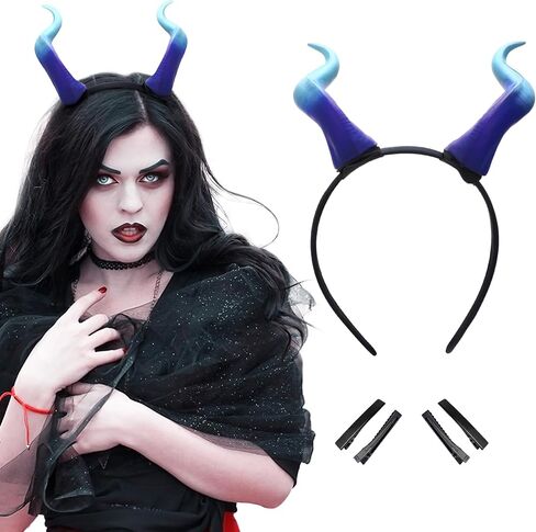 MOSTORY Handmade Demon Horns Headband - Gothic Devil Horn Hairband with Clips for Halloween Renaissance Cosplay Photo Shoot in Saudi Arabia