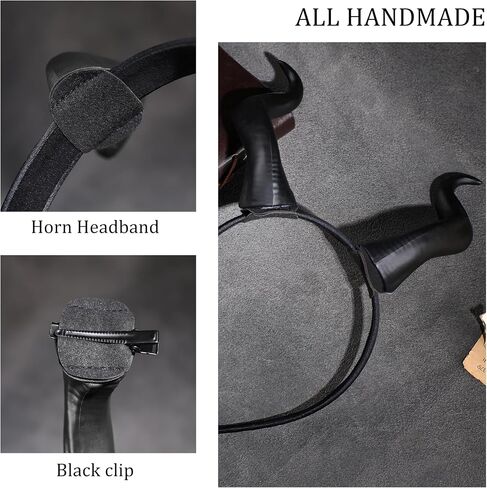 MOSTORY Handmade Demon Horns Headband - Gothic Devil Horn Hairband with Clips for Halloween Renaissance Cosplay Photo Shoot in Saudi Arabia